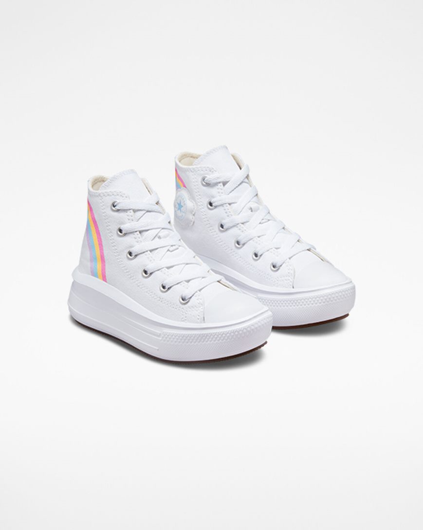 Zapatos Plataforma Converse Chuck Taylor All Star Move Rainbow Cloud Altas Niña Blancas Azules Rosas | PE EP0745